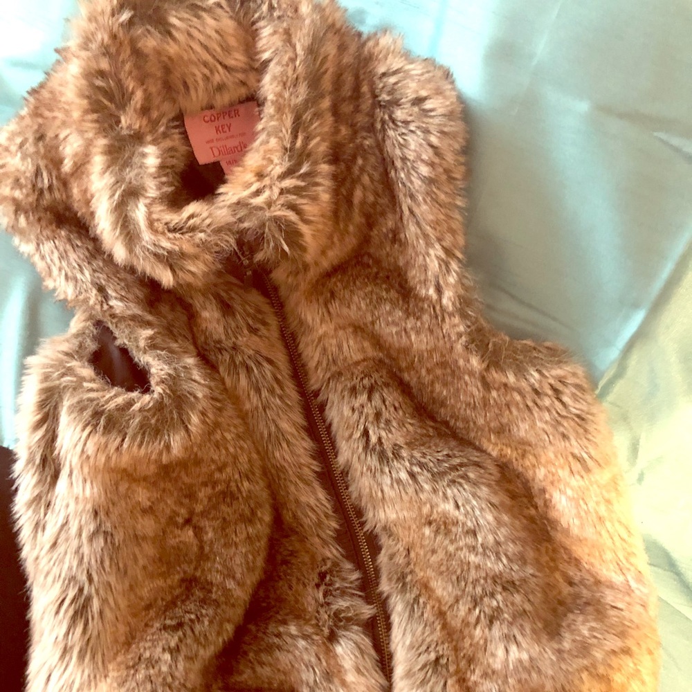 COPPER KEY FAUX FUR VEST